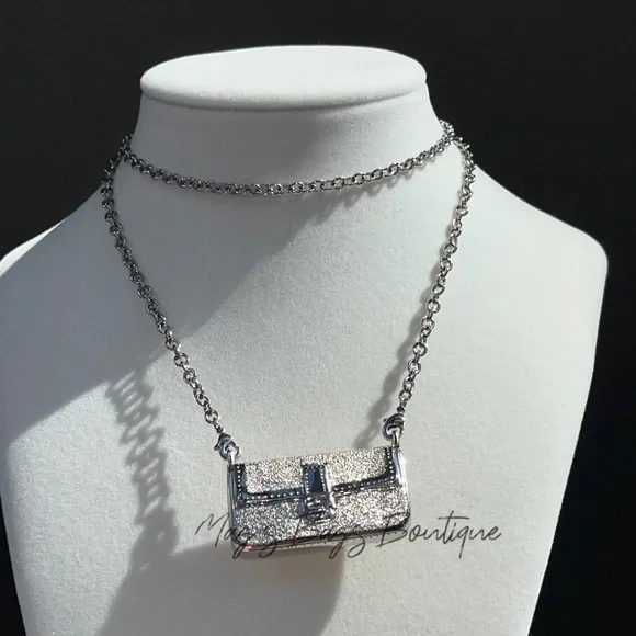 Fendi: Baguette Bag Silver Necklace *RARE* - Picture 3 of 10